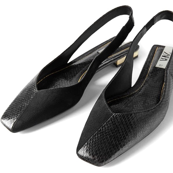 Zara Shoes - Zara Vegan Leather Mixed Media Slingback